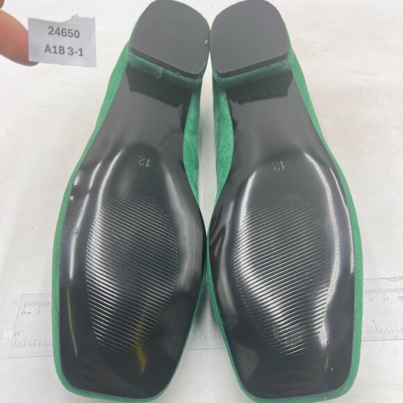 YDN Green Block Low Heel Loafers Square Toe Tassel Fringed Pump Slip On Shoe - Picture 7 of 8